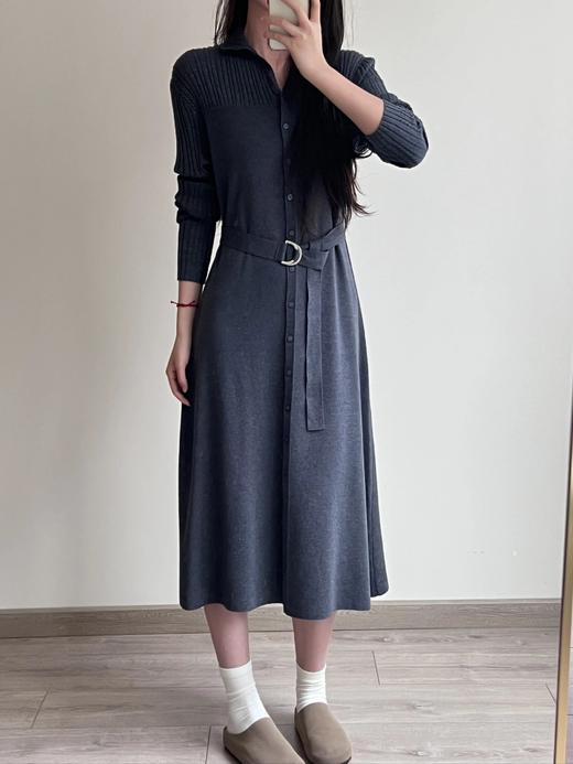 【高品质私服】【收腰半高领翻领针织长袖连衣裙】2色可选！高阶中性色系，穿出 “纸片人” 既视感【无标出货 介意慎拍】WD 商品图7