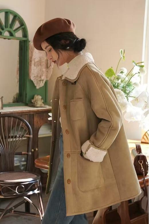 HAYES 文艺高级感皮毛一体毛绒大衣外套 22008 商品图2