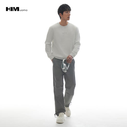 HIM漢崇【商场同款】柔软微弹双面针织套头卫衣立体滴胶字母印花 商品图0