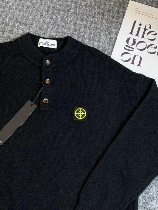 D121131新款慵懒随性羊绒针织衫宽松圆领半开纽扣设计毛衣 商品图7