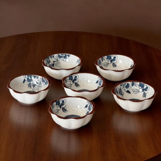 【外贸孤品捡漏】灼瓷·青花福字花瓣碗 商品图0