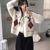 D121102左胸口红色爱心小刺绣费尔岛高领针织衫开衫外套 商品缩略图3