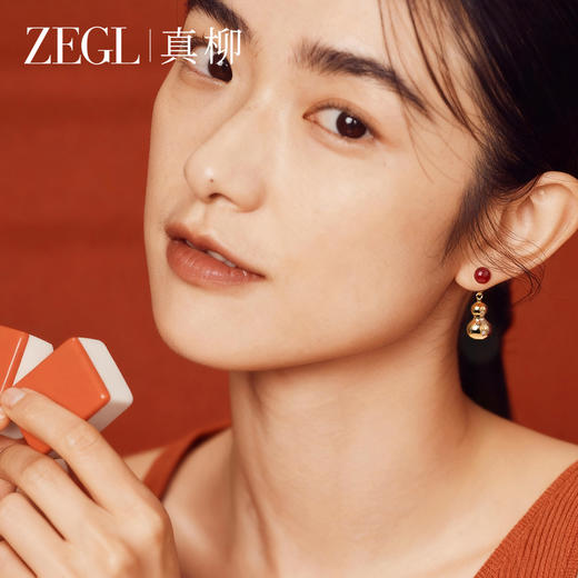 ZEGL红玛瑙金色葫芦耳钉女925银针新中式耳环设计感气质新年耳饰 商品图5