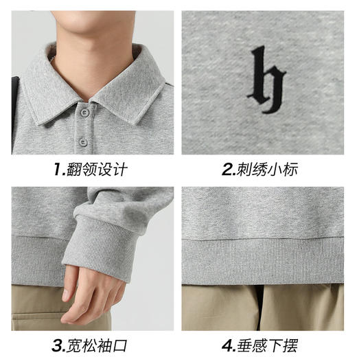 回力卫衣男2025新款秋冬长袖polo衫男士翻领t恤休闲打底衫男款 商品图2
