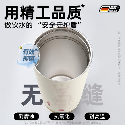 原创蝌蚪文保温杯S316食品级不锈钢茶杯咖啡杯吸管水杯子 商品图2