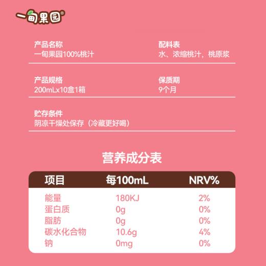 品牌直发 一甸园 一甸果园100%桃汁 200mLx10盒/箱 1箱装/2箱装 商品图5