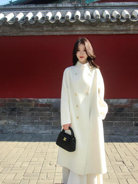 高端双面羊毛大衣95%绵羊毛➕5%羊驼绒双排金扣大衣