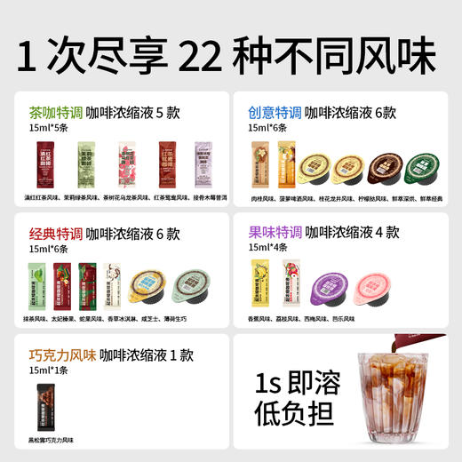 【再升级】知乎知物风味浓缩咖啡液多种口味0脂肪美式拿铁速溶22种口味共22杯 商品图1