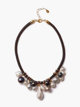 订购12周到｜Chan Luu-LEA-淡水珍珠 皮革 项链［美国设计师］