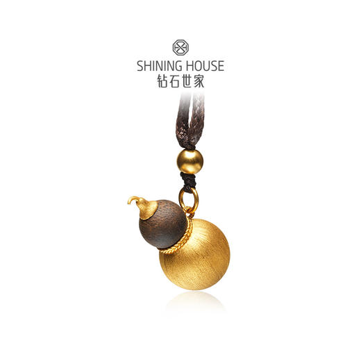 【沉香黄金】【福满厚禄系列】钻石世家 如意葫芦足金沉香吊坠（配绳）  古法黄金吊坠挂坠【黄金产品不支持无理由退换货】预计3-5天发货 商品图2