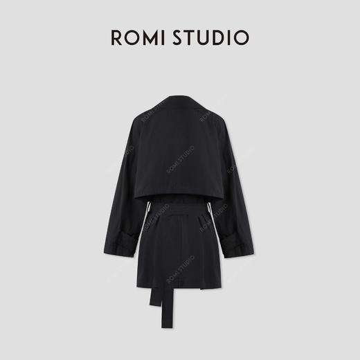 ROMI STUDIO“自我风度”独特微磨毛肌理翻领腰带风衣 RWCAWG4798 商品图1