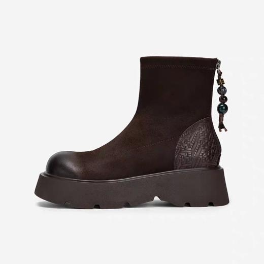 沈月郭宇欣同款MIO米奥女靴2025冬季新款弹力靴厚底短袜靴瘦瘦靴 商品图4