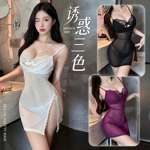 【情趣内衣】谜姬×霏慕 私房诱惑双层开视吊带裙7803 商品图1