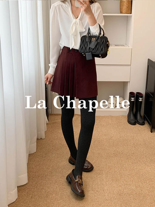 会员福利【加厚西装裙】拉夏贝尔/La Chapelle气质高腰A字短裙~设计感显瘦遮胯减龄百褶裙 商品图10