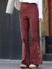 TYNVIE 金扣明线喇叭裤 - 砖红色 商品缩略图1