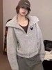 D121103新款女生宽松版型休闲感短款针织拉链外套 商品缩略图5