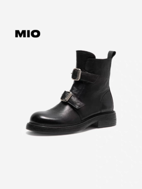 MIO米奥马丁靴皮带扣短靴2025冬季新款复古切尔西靴厚底皮靴女靴