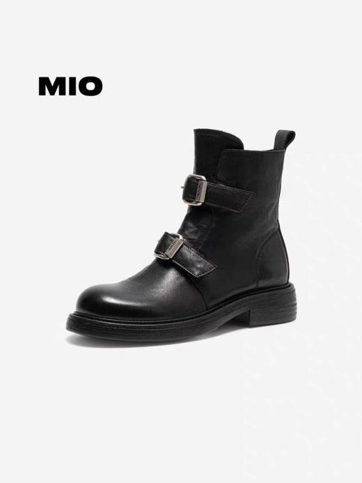 MIO米奥马丁靴皮带扣短靴2025冬季新款复古切尔西靴厚底皮靴女靴 商品图0