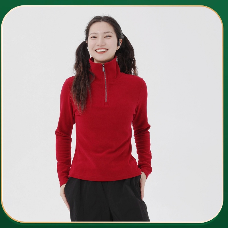 纳趣户外男女立领加绒速干衣双面德绒保暖运动上衣