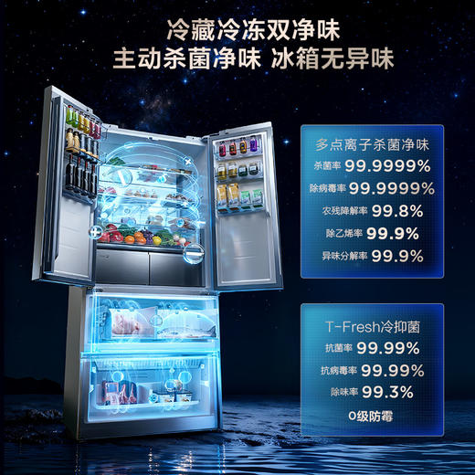 【新品上市】TCL 双磁鲜515升法式多门深冷磁鲜双系统双净味零嵌冰箱新一级 R515T11N-DQS 商品图5