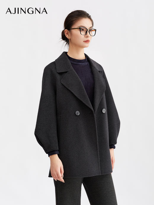 【商场同款】阿菁娜冬季新款极简松弛风外套落肩微阔袖包容身形柔坠感抗寒A30D511106 商品图4