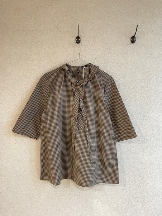 apuntob 花边领格纹短袖衬衫 商品图8