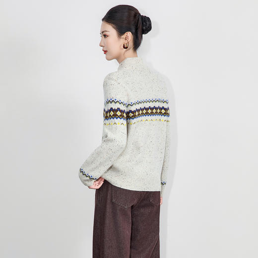「高货wl」全新升级【铂金会员367/天猫499/差价132】(05342)洛诗琳立体织花超细纯羊毛上衣2025秋冬民族风针织外套女 商品图2