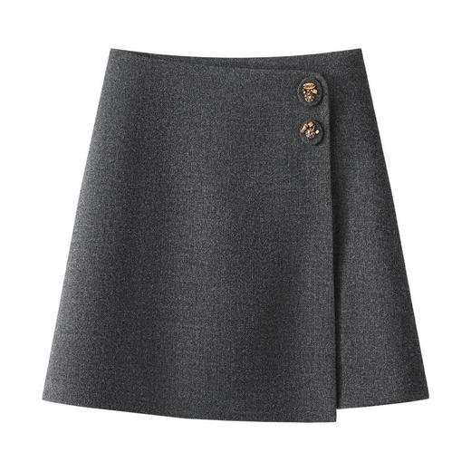 「自」全新升级【铂金会员146/天猫199/差价53】(10854)洛诗琳不规则毛呢半身裙2025秋冬高腰厚款短款休闲A字裙女 商品图3