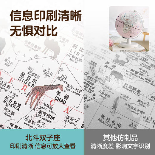 【享中国地图+世界地图+片式放大镜】北斗双子座触控星座灯光AR地球仪 马卡龙色20cm 商品图12
