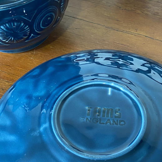 英国1970s TAMS 蓝色系列陶瓷圆形几何汤碗碟2pcs B0300 商品图4