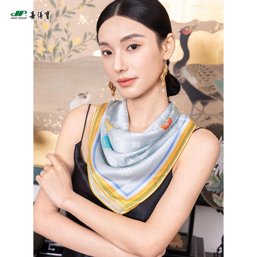 喜得宝宋韵芳华65cm*65cm 手工卷边桑蚕丝小方巾 商品图3