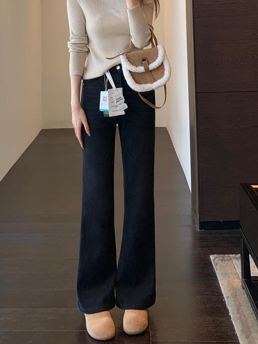 秒变超模腿！2025秋冬复古猫须水洗色系百搭显瘦微喇牛仔裤女款！ 商品图1