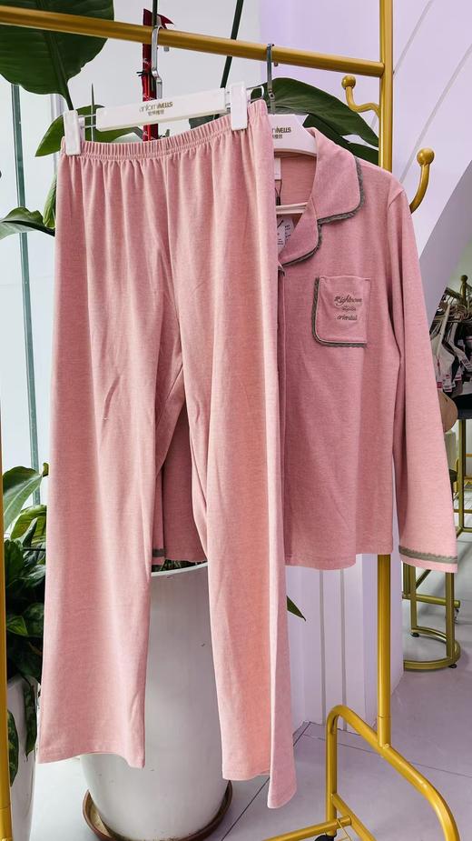 长袖长裤德绒棉翻领套装女款睡衣舒适透气1415347 商品图2