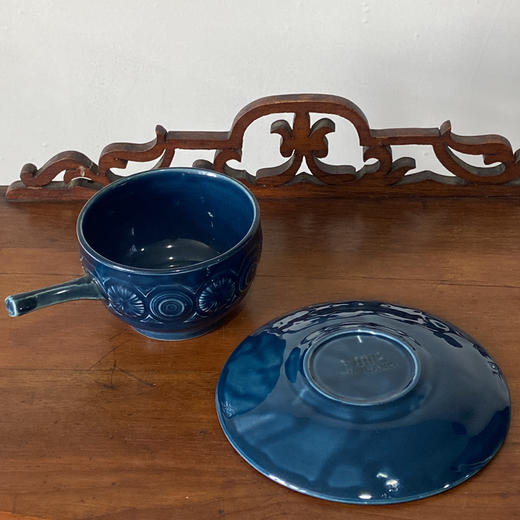 英国1970s TAMS 蓝色系列陶瓷圆形几何汤碗碟2pcs B0300 商品图3