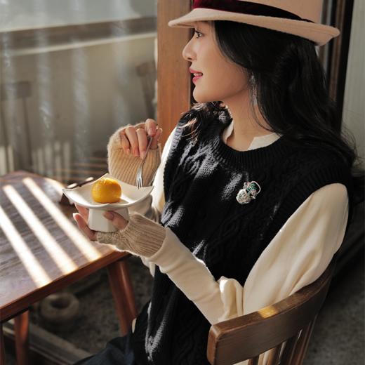 暖云肩 100%绵羊毛花样立体钩针文饰小巧安护小背心 山林曦照 商品图2