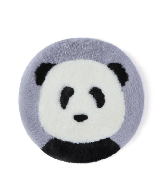 【澳洲品牌】EVERAU    纯羊毛椅垫小垫沙发垫坐垫羊剪绒短毛餐椅垫 圆形座垫冬季羊皮椅垫 熊猫敲门坐垫EAZ064 商品图0