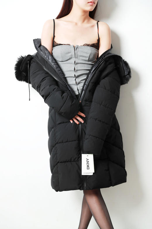 气质女神款！！又仙又欲の大毛领中长款风衣衍缝棉服外套A121268 商品图9