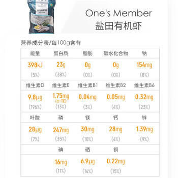 1号会员店（One's Member）精选盐田有机白虾 海鲜食材盐田养殖 无添加健康单冻干净 净重1kg 商品图4