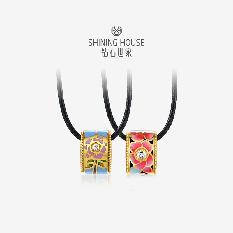 钻石世家[艺术黄金]   花样琅漫系列 足金挂坠 珐琅挂坠 高温珐琅 以德国黄金工艺与手工拍平珐琅结合 鎏彩珠光 美轮美奂【黄金产品不支持无理由退换货】预计3-5天发货