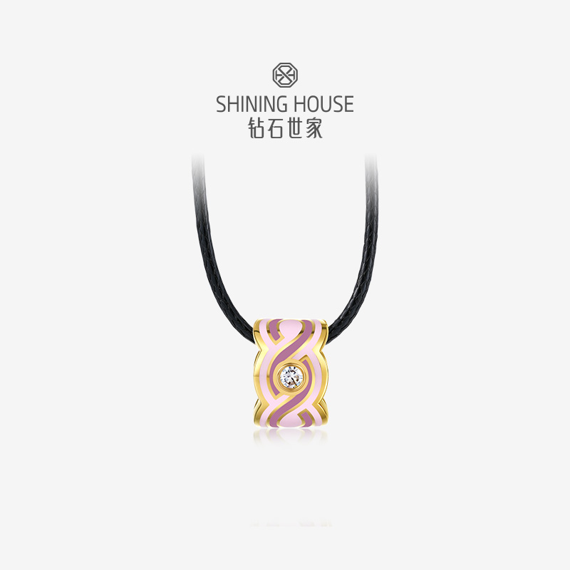 钻石世家[艺术黄金]  花样琅漫·无限系列 足金镶钻挂坠 足金镶钻戒指情侣戒 足金耳饰  德国黄金工艺手工拍平珐琅结合【不含链子】【黄金产品不支持无理由退换货】预计3天发货