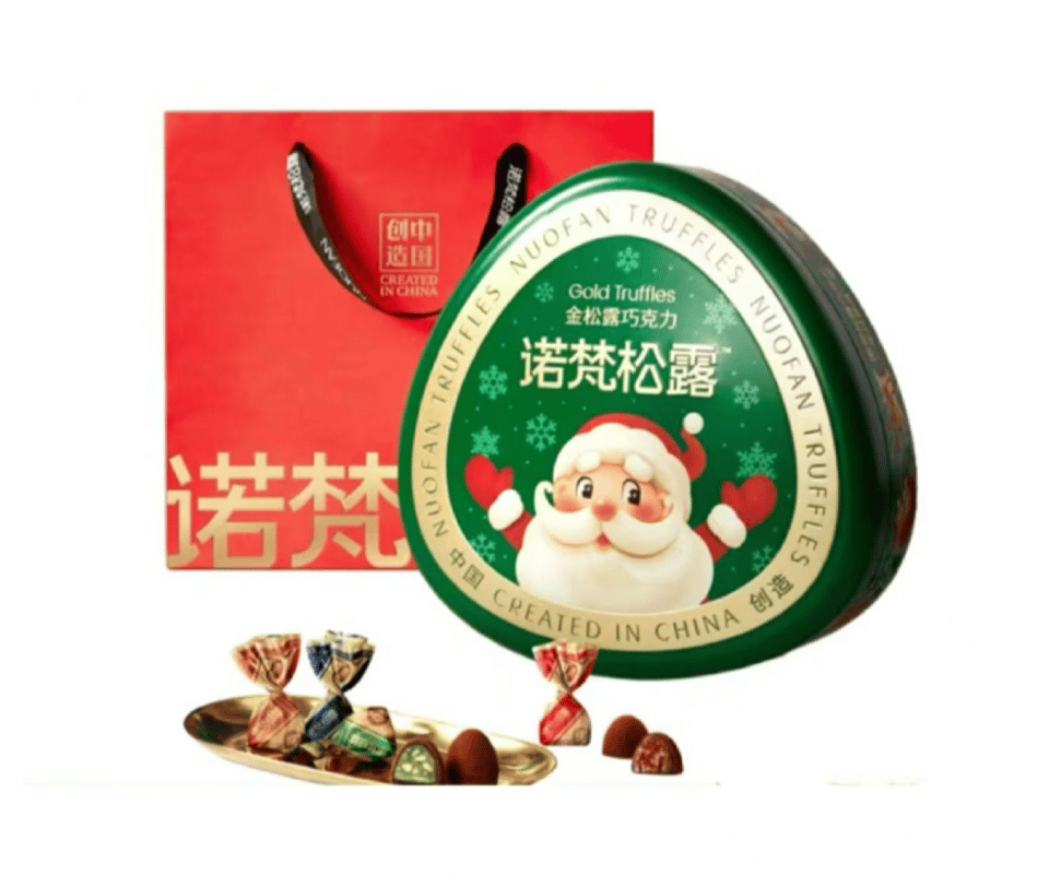 诺梵圣诞金松露巧克力铁盒装礼盒500g  A-5590 （效期26-8）