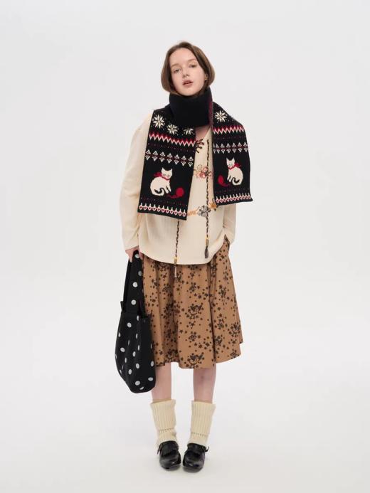 local tag/lt25awk36/费尔岛毛线小猫 柔软提花围巾 商品图1