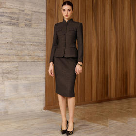 IWY/棕色西装套裙女职业装两件套高级感气质通勤上班商务正装CS2583