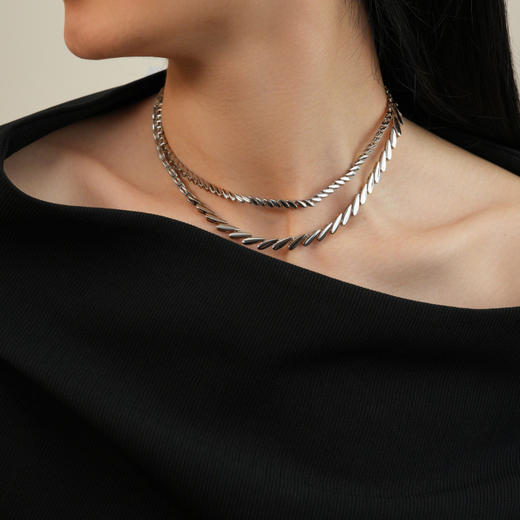 【孙怡&刘忻&惠英红&程潇&侯佩岑&歌手陈粒同款】Retro Chic 意大利复古时尚首饰 银色麦穗项链 商品图2