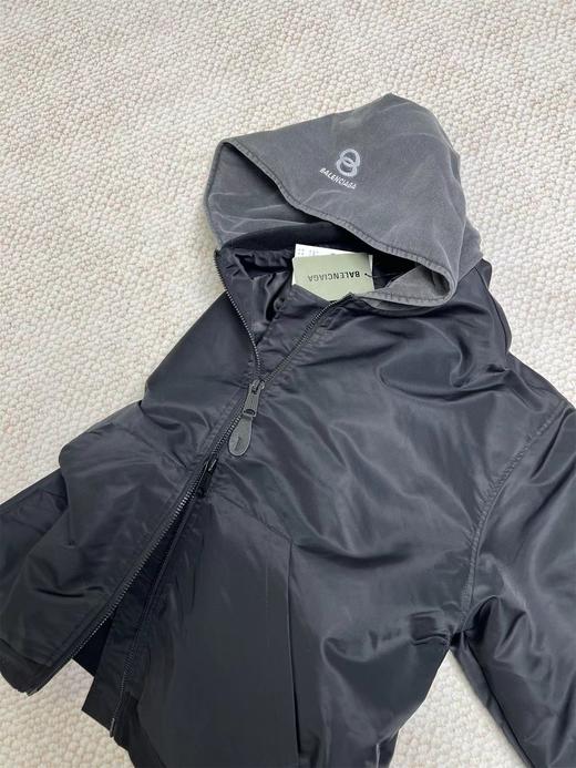 D121142新款双环拉链棉衣外套黑色飞行服夹克保暖外套 商品图9