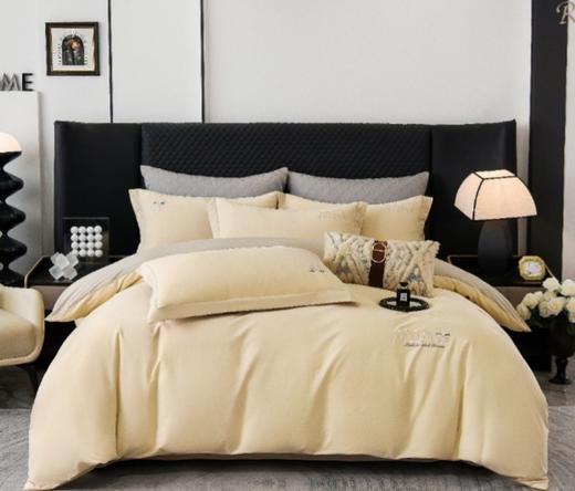 冬季加厚纯棉磨毛四件套全棉刺绣保暖纯色床单被套床上用品G117800039 商品图2