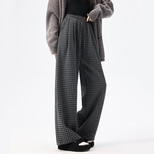 冬季必入！『复古の棋盘格阔腿裤』细腻密绒 触感更舒适 高腰松紧抽绳设计 弯腿救星 遮肉显腿长 百搭不挑人！！ 商品图8