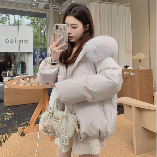 西遇狐狸大毛领连帽棉服女冬季新款韩系宽松加厚保暖外套SS051954 商品图2