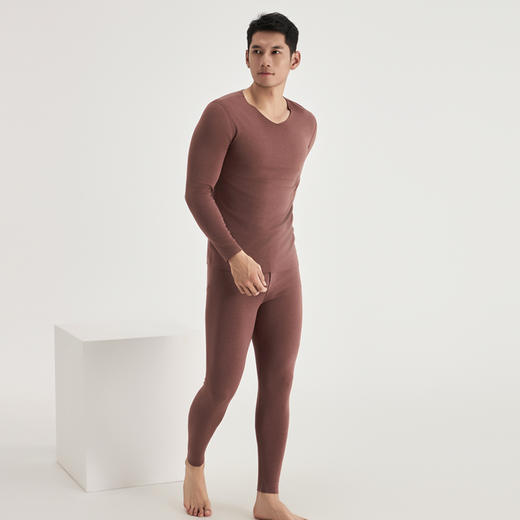weyo冬季男款单面德绒打底圆领内衣保暖衣套装F2831 商品图1
