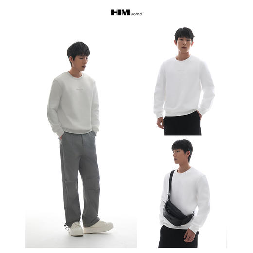 HIM漢崇【商场同款】柔软微弹双面针织套头卫衣立体滴胶字母印花 商品图3